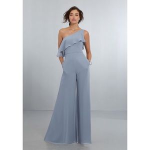 Mori Lee One Shoulder Bridesmaid Jumpsuit